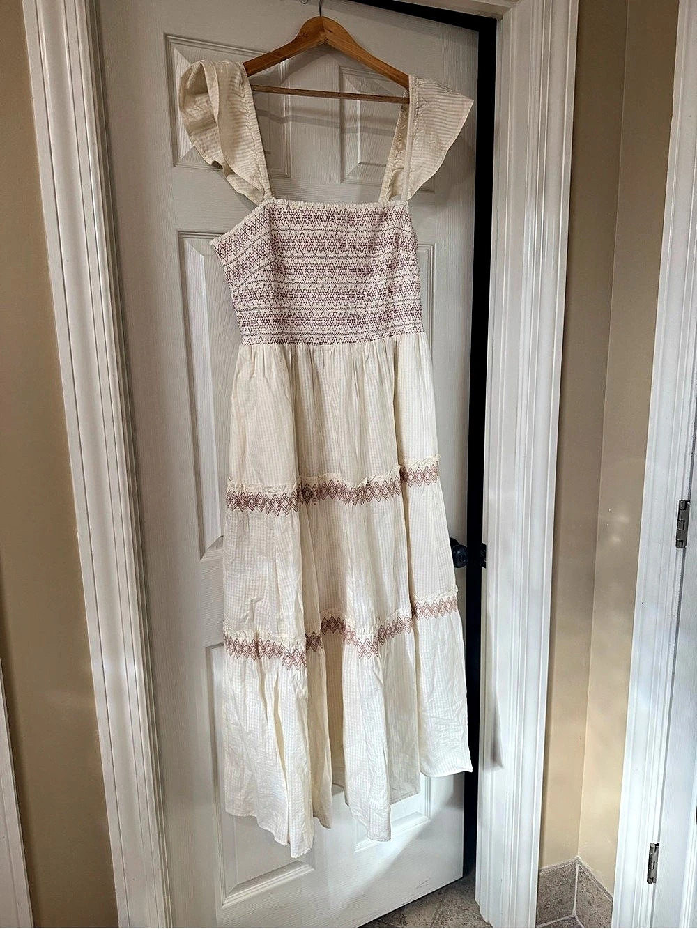 madewell Maxi Dress in cream & Pink Size 1x